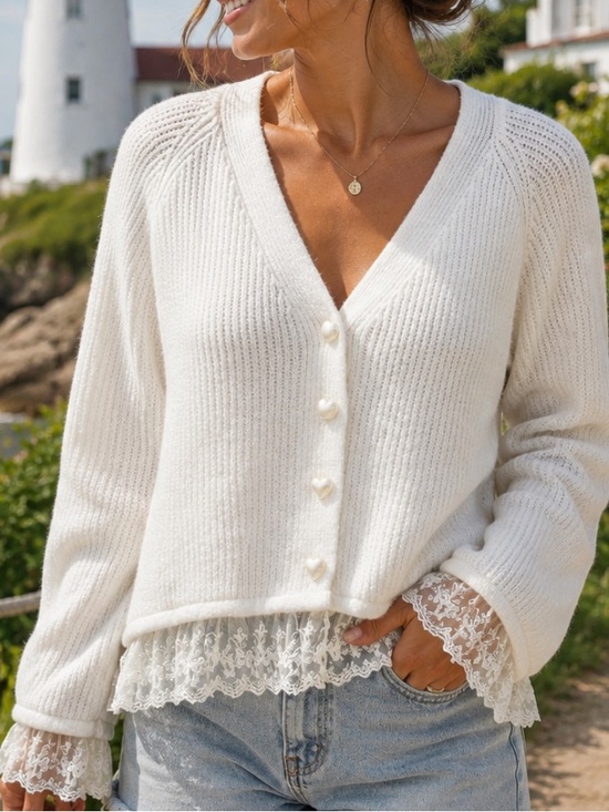 Altar'd State Sweaters - Altar’d State Salome Lace-Trim Cardigan Sweater
